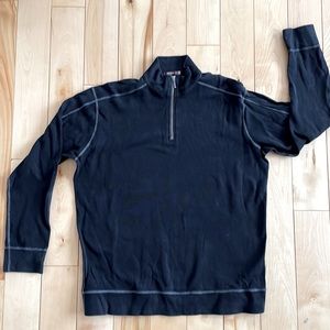 Agave Lux, cotton zip neck. Black. Cotton. Large